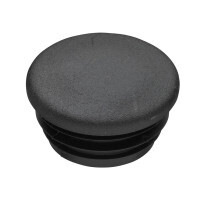 Kunststof afdekdop zwart Ø 42,4 mm zijdeglans rond