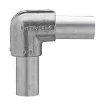 Buiskoppeling kniestuk aluminium Ø 33 mm zijdeglans rond